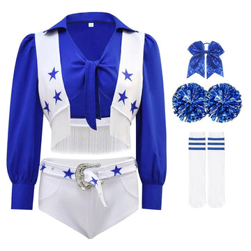 Star Dallas Cowboy Cheerleader Costume Kids High School Cheerleading Uniform Becostume